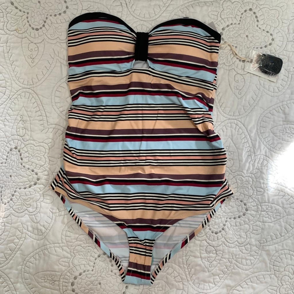 Jessica Simpson Striped NWT Padded One Piece Swim